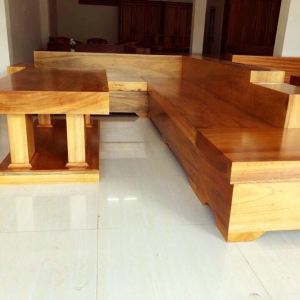Sofa mặt nguyên tấm gỗ gõ đỏ bông lau