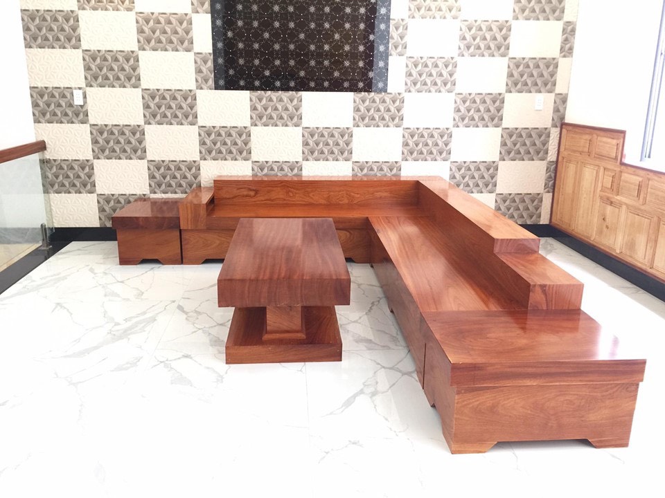 Sofa gỗ nguyên tấm cho không gian thêm sang trọng