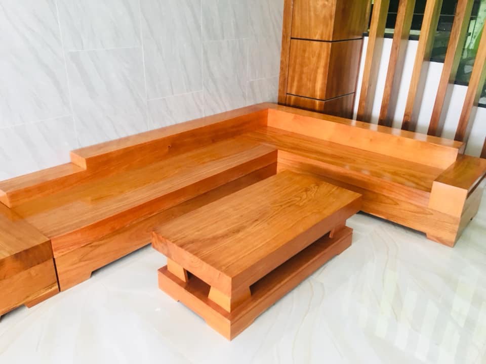 Sofa gỗ nguyên khối, phong cách mới cho phòng khách