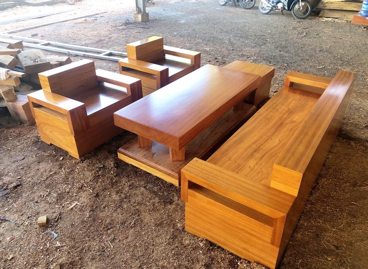 Sofa gỗ nguyên khối hình chữ H